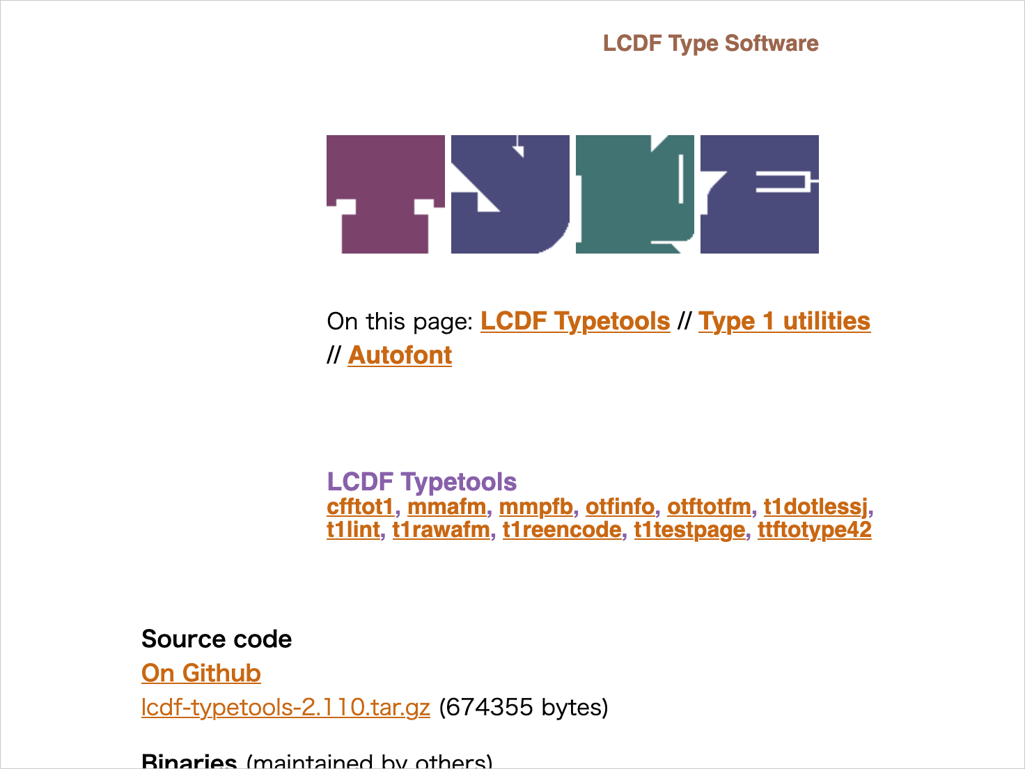 LCDF Typetools の Web サイト